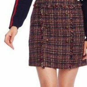 COURT & ROWE Red Plaid Tweed Mini Skirt